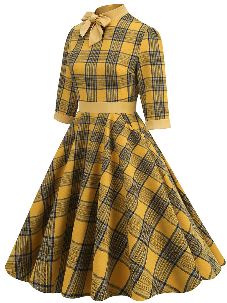 50s plaid dress best sale