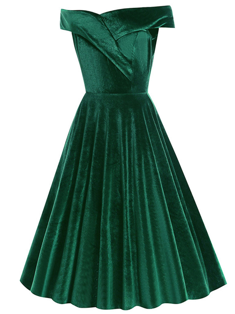 1950s Off Shoulder Swing Dress  Swing dresses outfit, Vintage