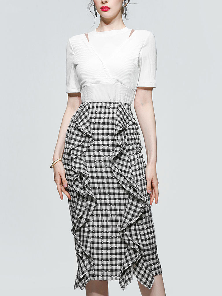 Off white hotsell plaid pencil skirt