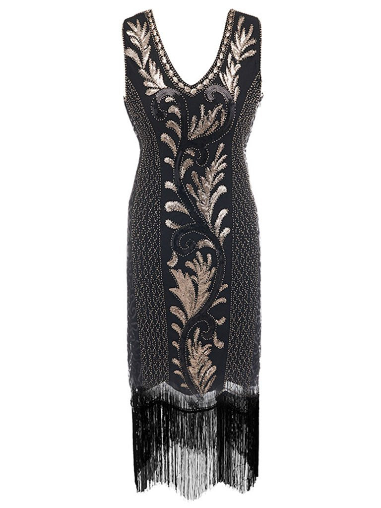 6 Color 1920S Sequined Fringe Peacock Flapper Dress