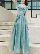 Load image into Gallery viewer, Blue Shoulder Ruffles 1950S Vintage Dress