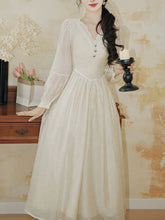 Load image into Gallery viewer, White V Neck Lace Long Sleeve Wedding Dress with Veil