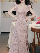 Load image into Gallery viewer, Pink Polka Dots Lace U-neck 1930S Vintage Dress