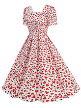 Load image into Gallery viewer, Pink Square Neck Sweet Heart Swing 1950S Vintage Dress