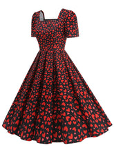 Load image into Gallery viewer, Pink Square Neck Sweet Heart Swing 1950S Vintage Dress