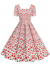 Load image into Gallery viewer, Pink Square Neck Sweet Heart Swing 1950S Vintage Dress