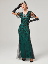 Load image into Gallery viewer, 1920S Sequined Fringe Flapper Maxi Dress