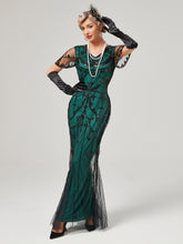 Load image into Gallery viewer, 1920S Sequined Fringe Flapper Maxi Dress