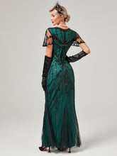 Load image into Gallery viewer, 1920S Sequined Fringe Flapper Maxi Dress