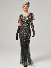 Load image into Gallery viewer, 1920S Sequined Fringe Flapper Maxi Dress