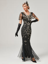 Load image into Gallery viewer, 1920S Sequined Fringe Flapper Maxi Dress