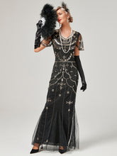 Load image into Gallery viewer, 1920S Sequined Fringe Flapper Maxi Dress