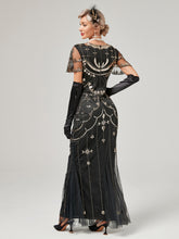 Load image into Gallery viewer, 1920S Sequined Fringe Flapper Maxi Dress