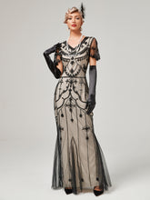 Load image into Gallery viewer, 1920S Sequined Fringe Flapper Maxi Dress