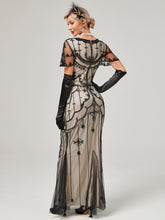 Load image into Gallery viewer, 1920S Sequined Fringe Flapper Maxi Dress