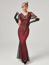 Load image into Gallery viewer, 1920S Sequined Fringe Flapper Maxi Dress