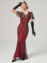 Load image into Gallery viewer, 1920S Sequined Fringe Flapper Maxi Dress