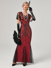 Load image into Gallery viewer, 1920S Sequined Fringe Flapper Maxi Dress