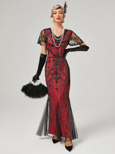 Load image into Gallery viewer, 1920S Sequined Fringe Flapper Maxi Dress