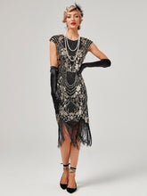 Load image into Gallery viewer, Crew Neck Sequined Beaded Cap Sleeve Tassels 1920S Gatsby Dress