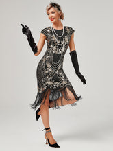 Load image into Gallery viewer, Crew Neck Sequined Beaded Cap Sleeve Tassels 1920S Gatsby Dress