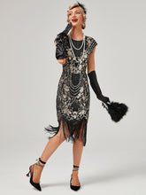 Load image into Gallery viewer, Crew Neck Sequined Beaded Cap Sleeve Tassels 1920S Gatsby Dress