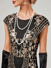 Load image into Gallery viewer, Crew Neck Sequined Beaded Cap Sleeve Tassels 1920S Gatsby Dress