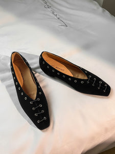 Women's Flat Heel Square Toe Rivet  Vintage Shoes