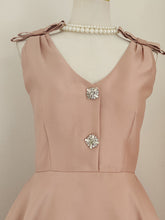 Load image into Gallery viewer, Rose Luxury Button V Neck High Waist Swing Party Dress With Pockets