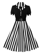 Load image into Gallery viewer, Beetlejuice Costume 1950S Short Sleeve Dress With Black and White Vertical Stripe