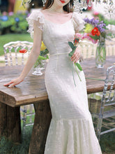 Load image into Gallery viewer, White Embroidery Lace Romantic Luxury Wedding Fishtail Dress For Women