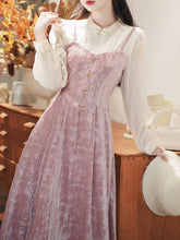 Load image into Gallery viewer, Pink Spaghetti Strap Princess Velvet Dress