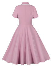 Load image into Gallery viewer, Rose Turn Down Collar Short Sleeve 1950S Vintage Dress