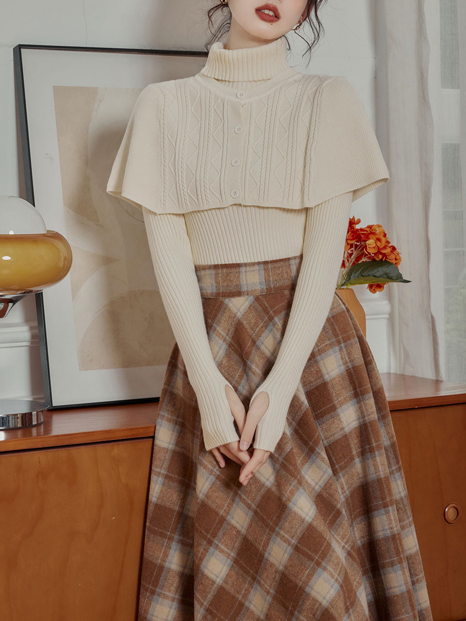 1950s pleated plaid skirt hotsell