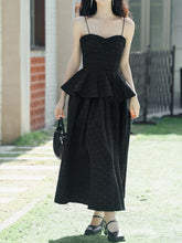 Load image into Gallery viewer, Gothic Jacquard Tunic Spaghetti Camisole Top With Swing Skirt Vintage Elegant Swing Suit