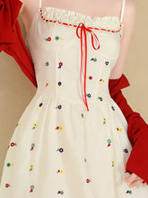 Load image into Gallery viewer, White Cute Cotton Embroidered Dress with Red Cardigan Vintage Suit