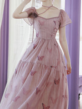 Load image into Gallery viewer, Lilac Purple Butterfly Print Romantic Maxi Dress