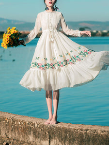 1950s floral embroidery lace hot sale dress