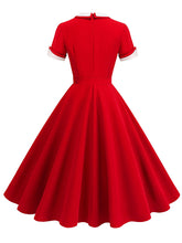 Load image into Gallery viewer, 1950s Blue Peter Pan Collar Cap Sleeve Vintage Swing Dress