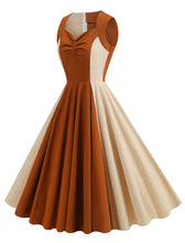 Load image into Gallery viewer, Brown Two-tone Colorblock Vintage Dress Inspired by Mrs.Maisel