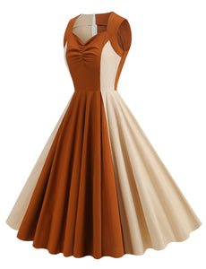 Brown Two-tone Colorblock Vintage Dress Inspired by Mrs.Maisel