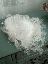 Load image into Gallery viewer, Hand Woven Mesh Decorative White Lace Flower Wedding Hat