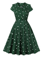 Load image into Gallery viewer, Green Peter Pan Collar 1950s Vintage Swing Dress