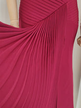 Load image into Gallery viewer, Burgundy Pleated Off-shoulder Maxi Dress