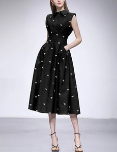 Black Embroidered Sweet Heart 1950S Vintage Dress