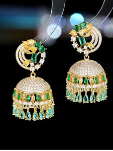 Luxury Colored Zircon Inlaid with Three-dimensional Campanula Flower Earrings