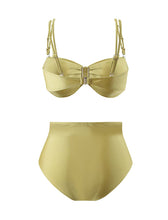 Load image into Gallery viewer, Yellow Strap Two Pieces With Bathing Suit Ruffles Wrap Skirt