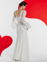 Load image into Gallery viewer, White Long Sleeve Wedding Mermaid Dress