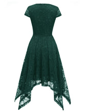 Load image into Gallery viewer, Autumn Lace Crew Neck Cap Sleeve Irregular Hem 50s Party Dress