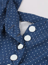 Load image into Gallery viewer, Navy Polka Dots Strap 1950s Vintage Swing Dress